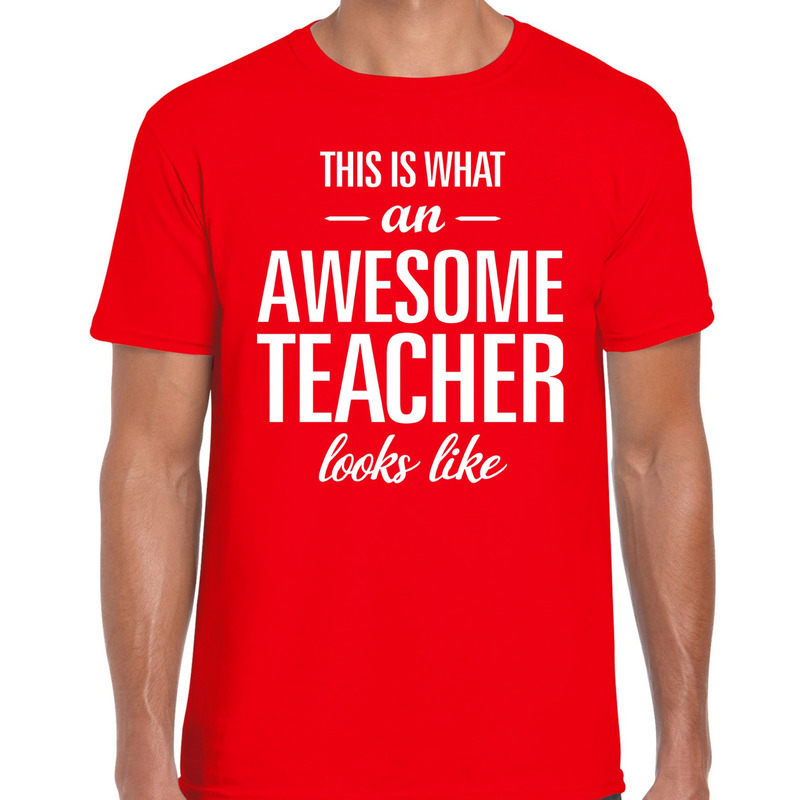 Awesome Teacher cadeau meester t-shirt rood voor heren Top Merken Winkel